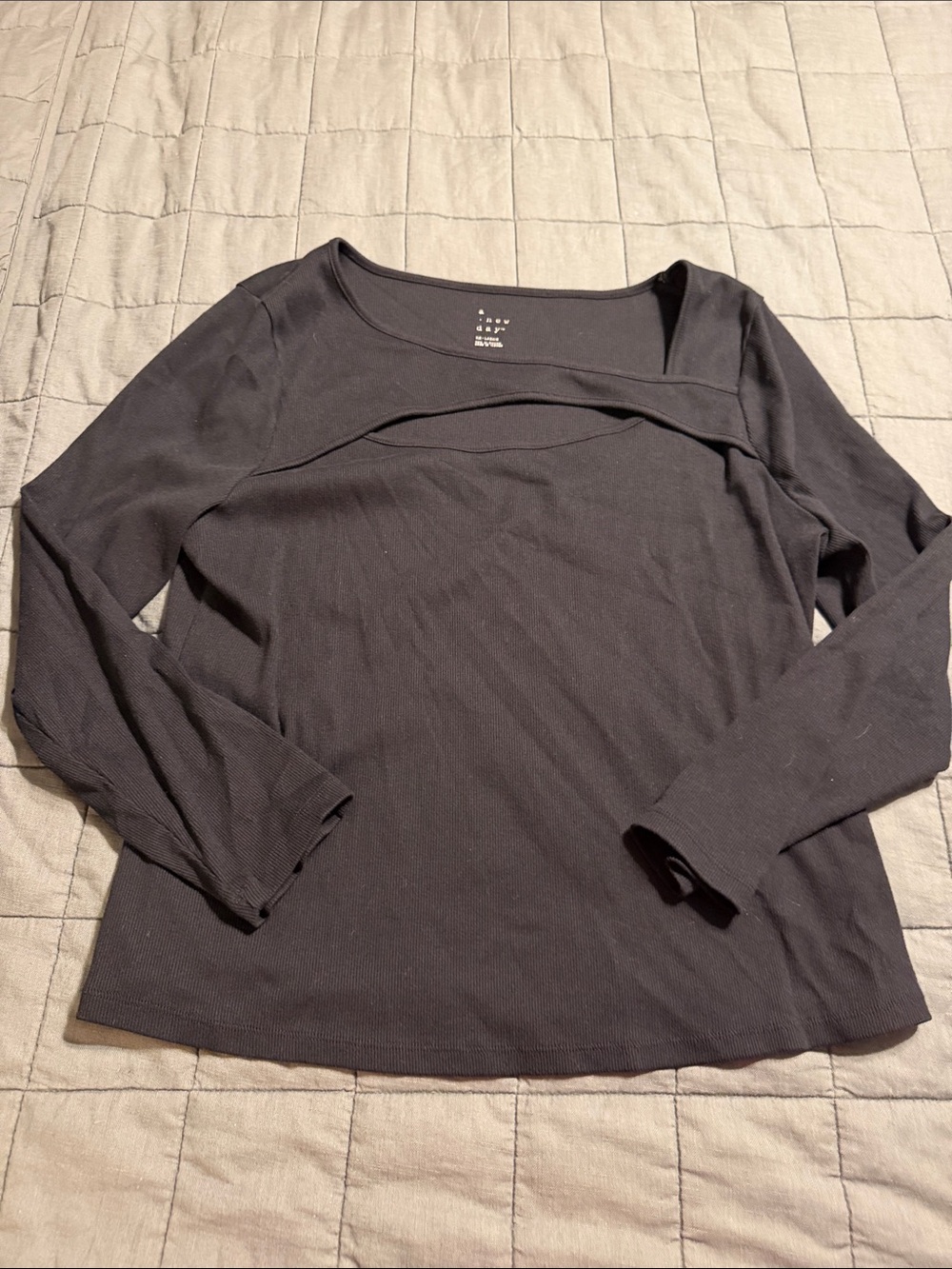 a new day Black Long Sleeve Cutout Tee